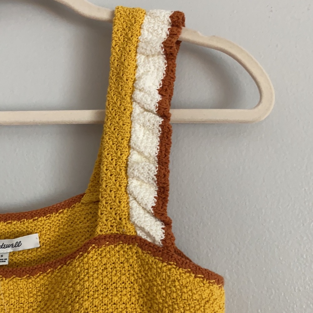 Colorblock Crocheted Ruffle-Strap Sweater Tank - Picture 6 of 7